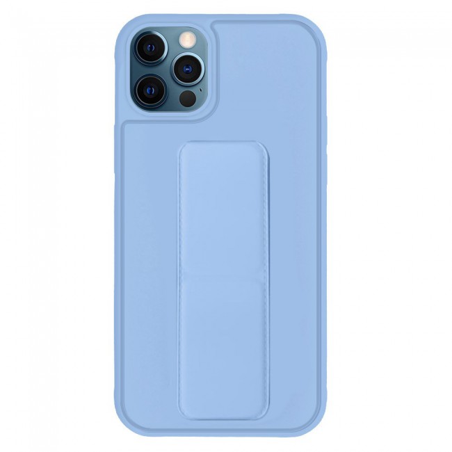 iPhone 12 Pro Max - New Margoun Silicone Cover with 2 in 1 Finger Grip and Phone Stand - Blue