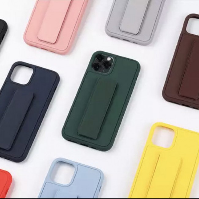 iPhone 12 Pro Max - New Margoun Silicone Cover with 2 in 1 Finger Grip and Phone Stand - Dark Green