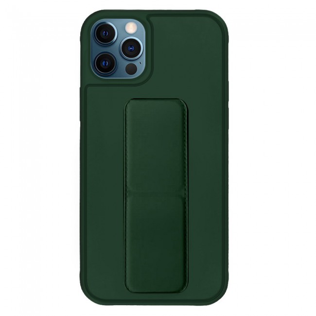 iPhone 12 Pro Max - New Margoun Silicone Cover with 2 in 1 Finger Grip and Phone Stand - Dark Green