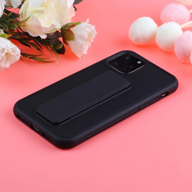 iPhone 12 Pro - New Margoun Silicone Cover with 2 in 1 Finger Grip and Phone Stand - Black