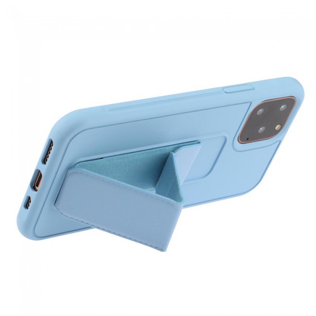 iPhone 12 Pro - New Margoun Silicone Cover with 2 in 1 Finger Grip and Phone Stand - Blue