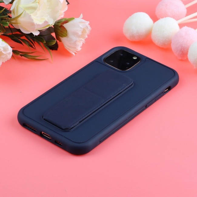 iPhone 12 Pro - New Margoun Silicone Cover with 2 in 1 Finger Grip and Phone Stand - Navy Blue