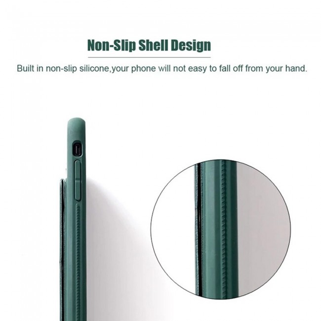 iPhone 12 Pro - New Margoun Silicone Cover with 2 in 1 Finger Grip and Phone Stand - Dark Green