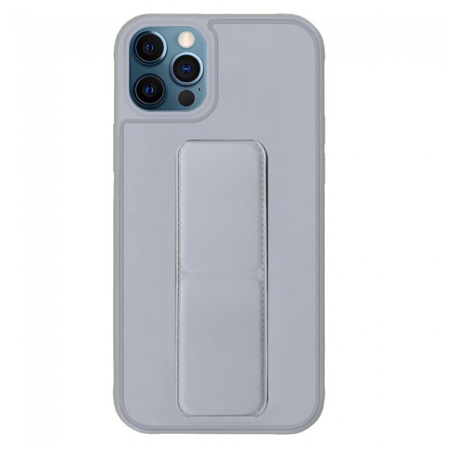 iPhone 12 Pro - New Margoun Silicone Cover with 2 in 1 Finger Grip and Phone Stand - Grey