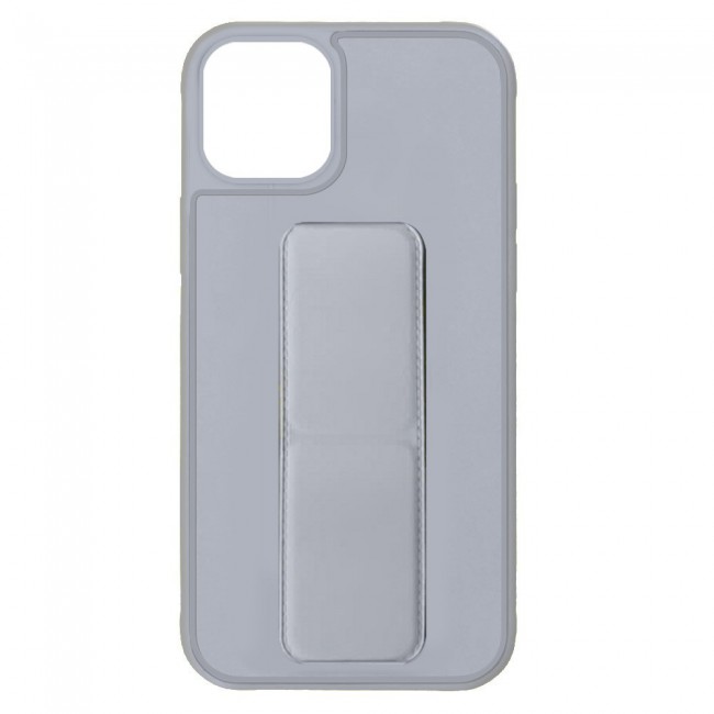 iPhone 12 Pro - New Margoun Silicone Cover with 2 in 1 Finger Grip and Phone Stand - Grey