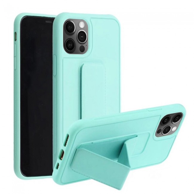 iPhone 12 Pro - New Margoun Silicone Cover with 2 in 1 Finger Grip and Phone Stand - Mint Green
