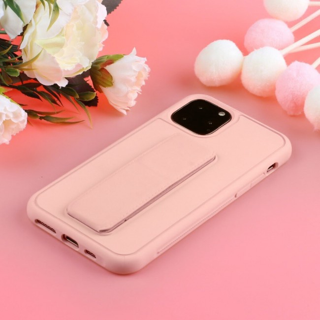 iPhone 12 Pro - New Margoun Silicone Cover with 2 in 1 Finger Grip and Phone Stand - Pink