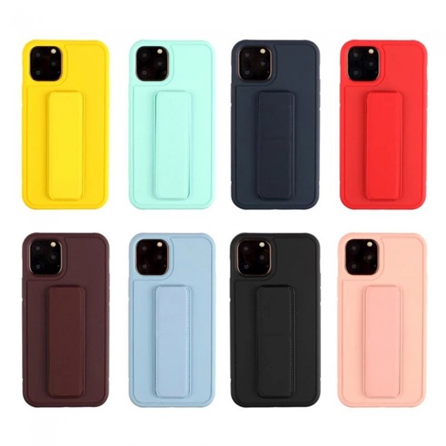 iPhone 12 Pro - New Margoun Silicone Cover with 2 in 1 Finger Grip and Phone Stand - Red