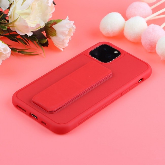iPhone 12 Pro - New Margoun Silicone Cover with 2 in 1 Finger Grip and Phone Stand - Red
