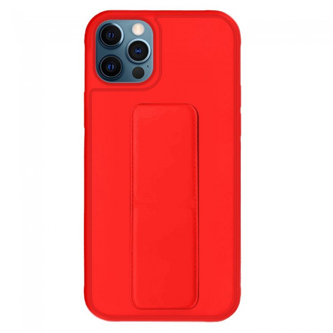 iPhone 12 Pro - New Margoun Silicone Cover with 2 in 1 Finger Grip and Phone Stand - Red