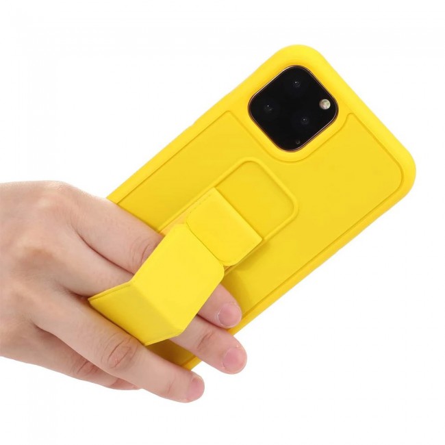iPhone 12 Pro - New Margoun Silicone Cover with 2 in 1 Finger Grip and Phone Stand - Yellow