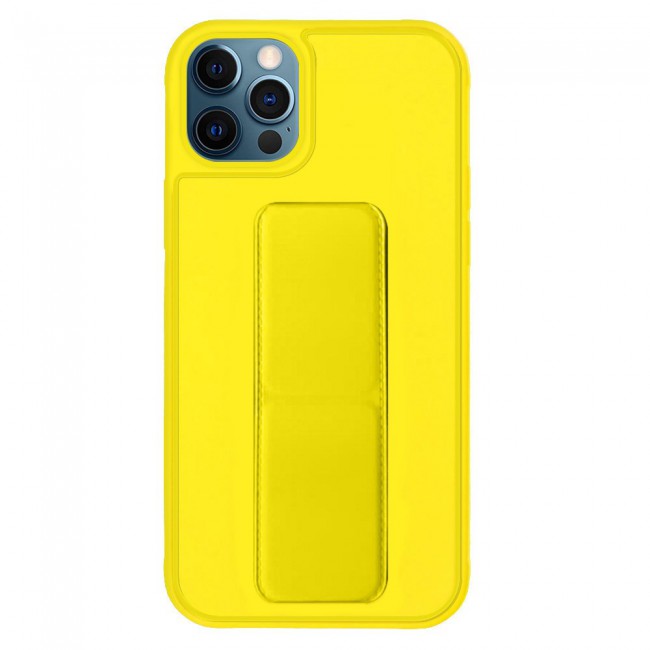 iPhone 12 Pro - New Margoun Silicone Cover with 2 in 1 Finger Grip and Phone Stand - Yellow