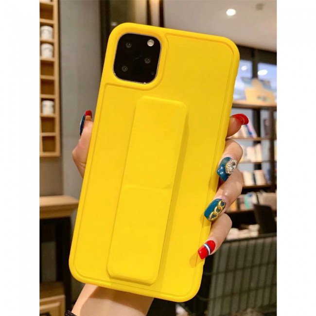 iPhone 12 Pro - New Margoun Silicone Cover with 2 in 1 Finger Grip and Phone Stand - Yellow