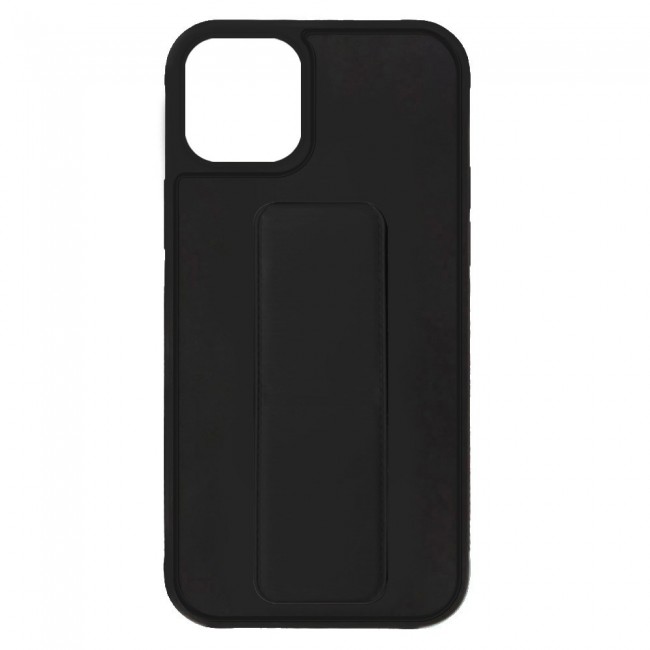iPhone 12 - New Margoun Silicone Cover with 2 in 1 Finger Grip and Phone Stand - Black