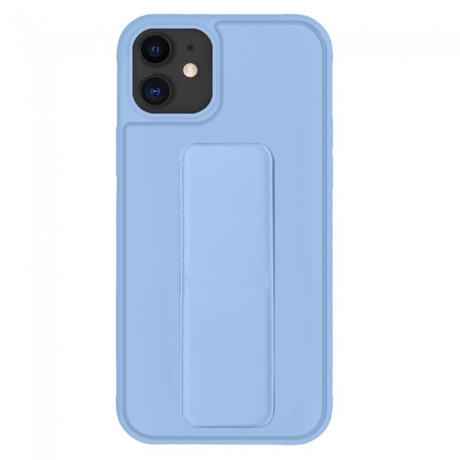 iPhone 12 - New Margoun Silicone Cover with 2 in 1 Finger Grip and Phone Stand - Blue