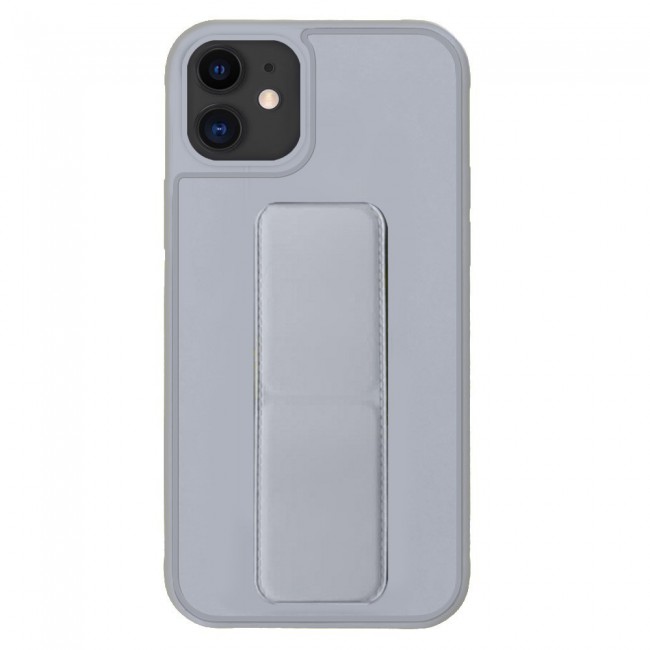 iPhone 12 - New Margoun Silicone Cover with 2 in 1 Finger Grip and Phone Stand - Grey