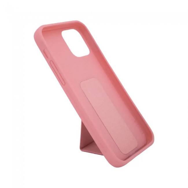 iPhone 12 - New Margoun Silicone Cover with 2 in 1 Finger Grip and Phone Stand - Pink