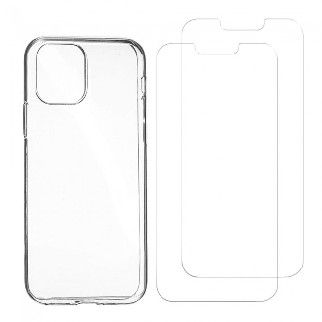 iPhone 13 Mini Clear TPU Case Cover with 2 Screen Protectors by Margoun - 3Pack