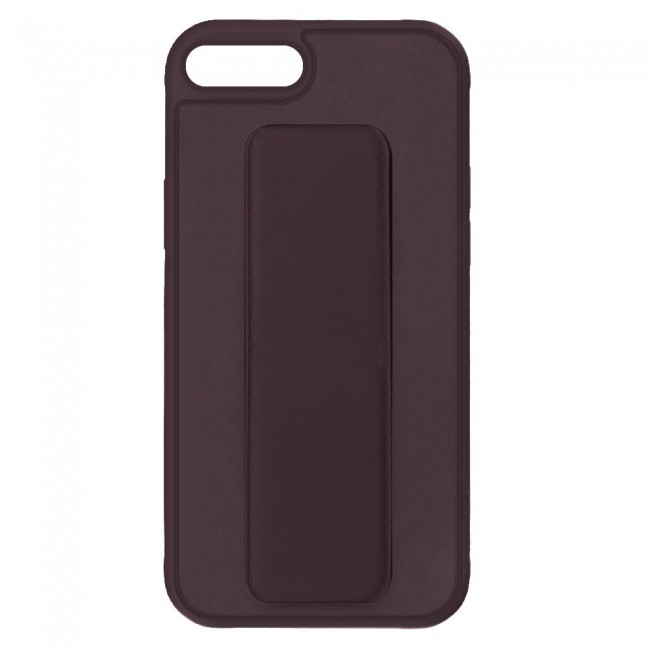 iPhone 7 Plus and 8 Plus New Margoun Silicone Cover with 2 in 1 Finger Grip and Phone Stand - Coffee Brown