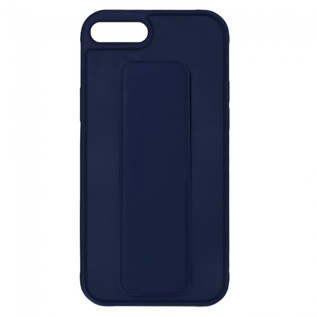 iPhone 7 Plus and 8 Plus New Margoun Silicone Cover with 2 in 1 Finger Grip and Phone Stand - Navy Blue