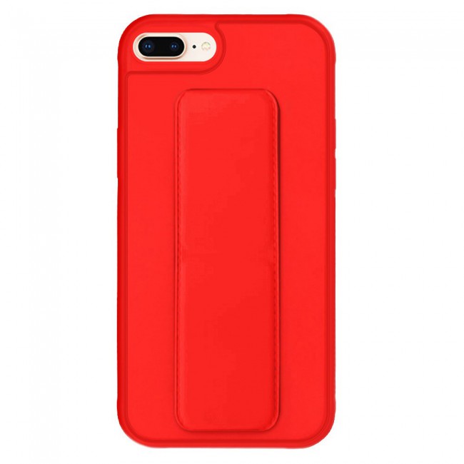 iPhone 7 Plus and 8 Plus New Margoun Silicone Cover with 2 in 1 Finger Grip and Phone Stand - Red