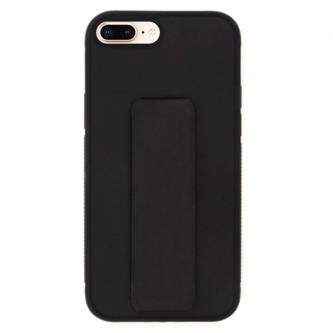 iPhone 7 Plus and iPhone 8 Plus Silicone Cover with 2 in 1 Finger Grip Phone Stand Proguard Case by Margoun - Black