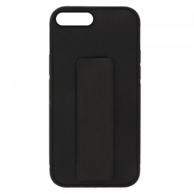 iPhone 7 Plus and iPhone 8 Plus Silicone Cover with 2 in 1 Finger Grip Phone Stand Proguard Case by Margoun - Black