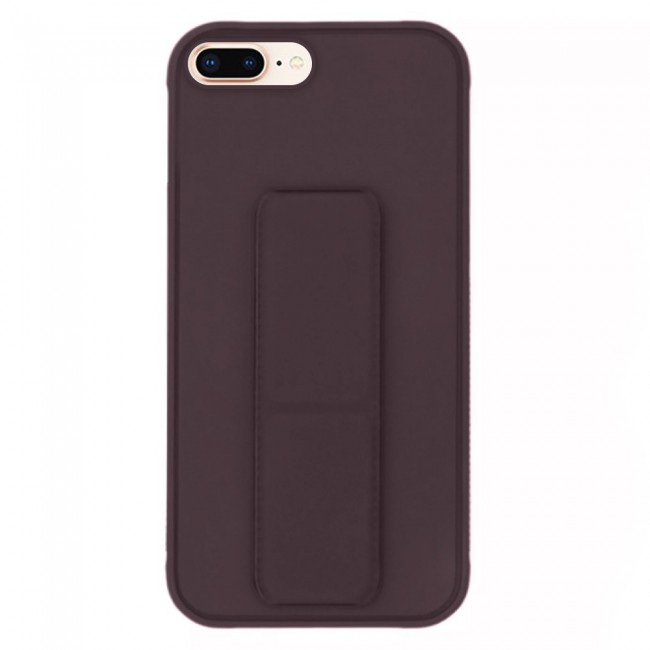 iPhone 7 Plus and iPhone 8 Plus Silicone Cover with 2 in 1 Finger Grip Phone Stand Proguard Case by Margoun - Brown