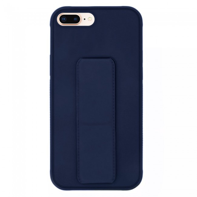 iPhone 7 Plus and iPhone 8 Plus Silicone Cover with 2 in 1 Finger Grip Phone Stand Proguard Case by Margoun - Dark Blue