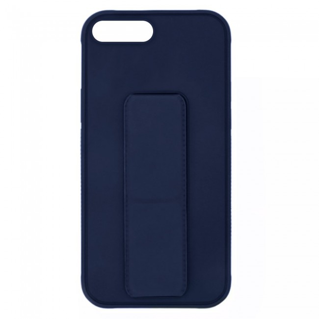 iPhone 7 Plus and iPhone 8 Plus Silicone Cover with 2 in 1 Finger Grip Phone Stand Proguard Case by Margoun - Dark Blue