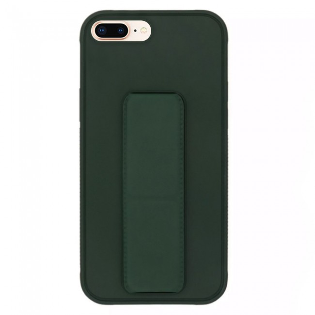 iPhone 7 Plus and iPhone 8 Plus Silicone Cover with 2 in 1 Finger Grip Phone Stand Proguard Case by Margoun - Dark Green
