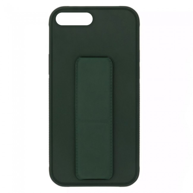 iPhone 7 Plus and iPhone 8 Plus Silicone Cover with 2 in 1 Finger Grip Phone Stand Proguard Case by Margoun - Dark Green