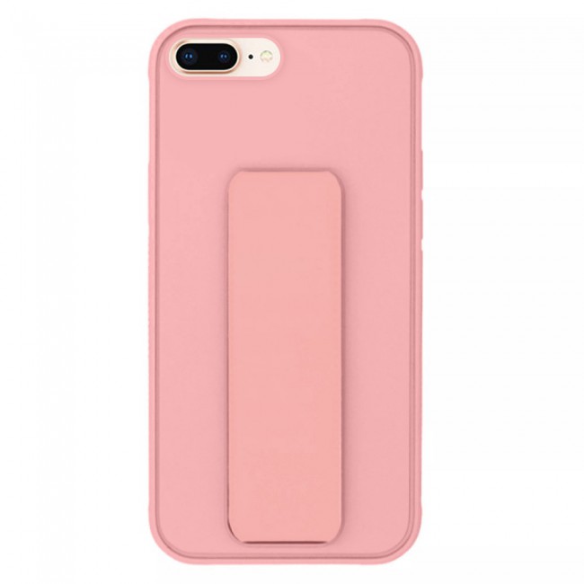 iPhone 7 Plus and iPhone 8 Plus Silicone Cover with 2 in 1 Finger Grip Phone Stand Proguard Case by Margoun - Pink