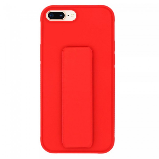 iPhone 7 Plus and iPhone 8 Plus Silicone Cover with 2 in 1 Finger Grip Phone Stand Proguard Case by Margoun - Red