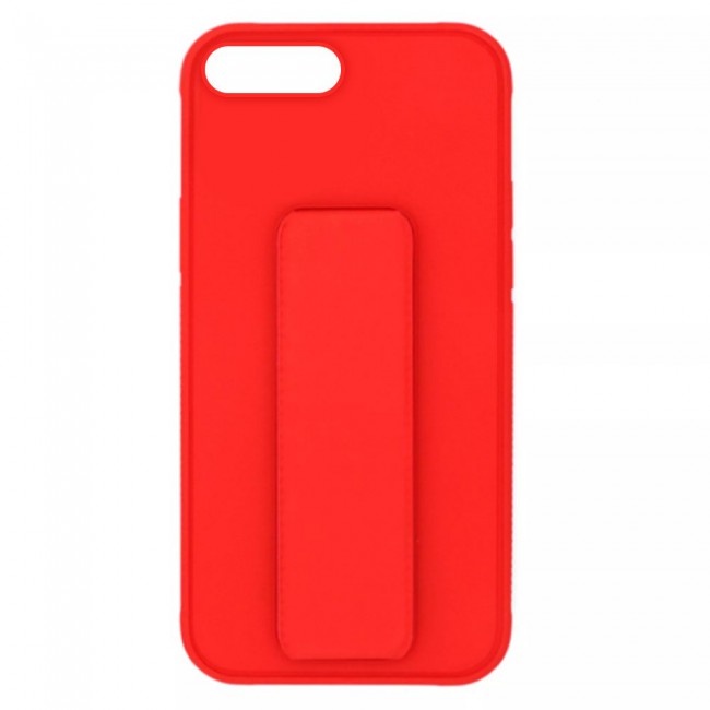 iPhone 7 Plus and iPhone 8 Plus Silicone Cover with 2 in 1 Finger Grip Phone Stand Proguard Case by Margoun - Red