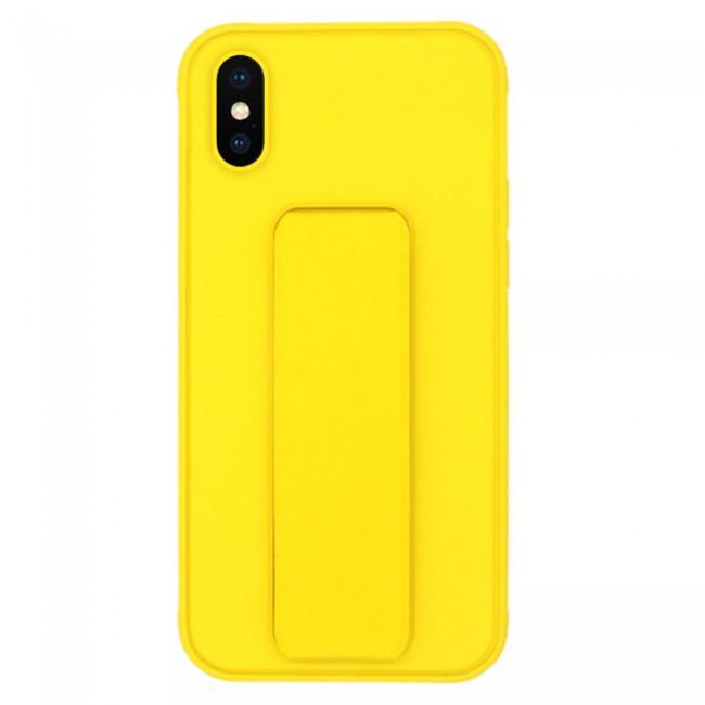 iPhone XS Max Silicone Cover with 2 in 1 Finger Grip Phone Stand Proguard Case by Margoun - Yellow