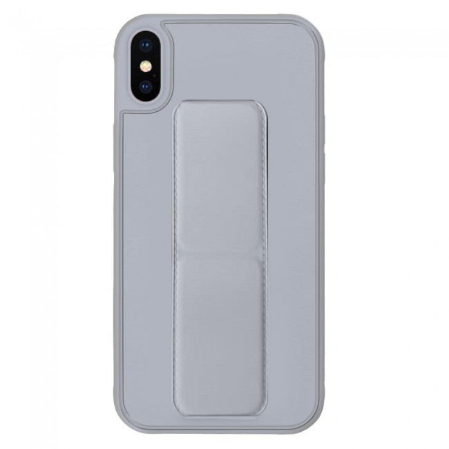 iPhone XS Max - New Margoun Silicone Cover with 2 in 1 Finger Grip and Phone Stand - Grey
