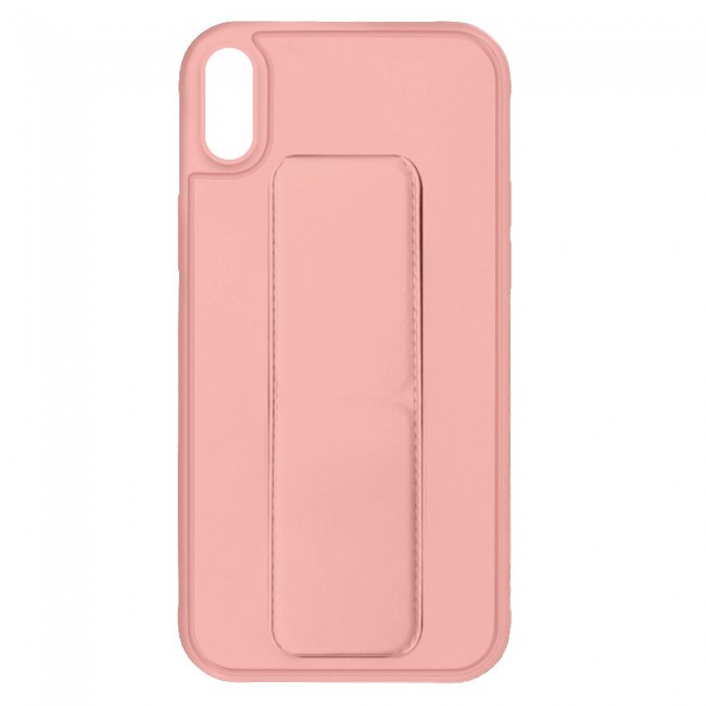 iPhone XS Max - New Margoun Silicone Cover with 2 in 1 Finger Grip and Phone Stand - Pink