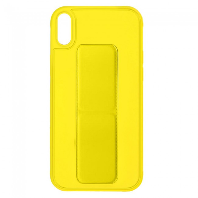 iPhone XS Max - New Margoun Silicone Cover with 2 in 1 Finger Grip and Phone Stand - Yellow
