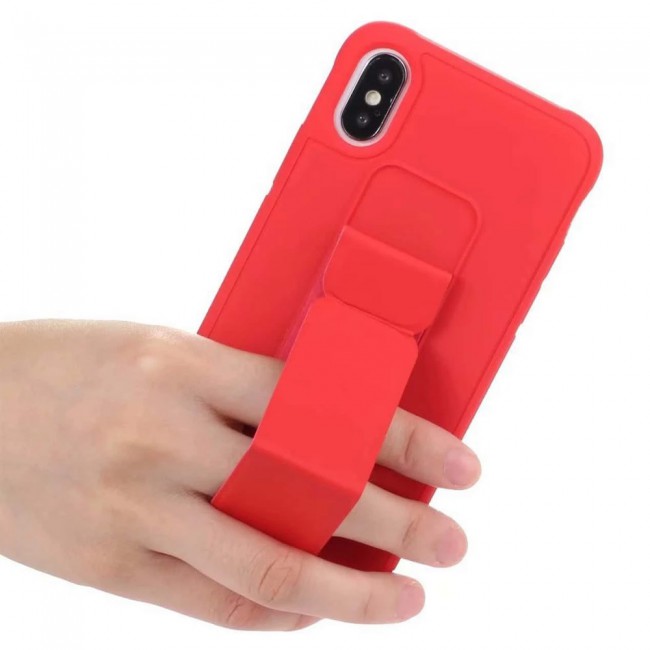 iPhone X and XS - New Margoun Silicone Cover with 2 in 1 Finger Grip and Phone Stand - Dark Green
