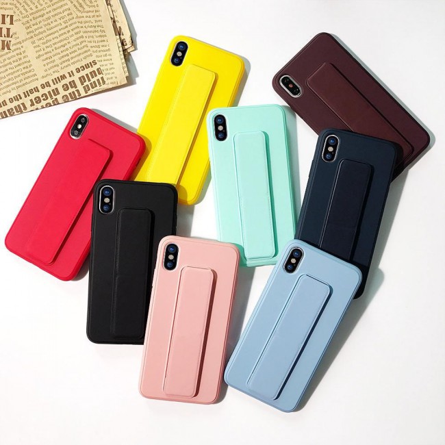 iPhone X and XS - New Margoun Silicone Cover with 2 in 1 Finger Grip and Phone Stand - Dark Green