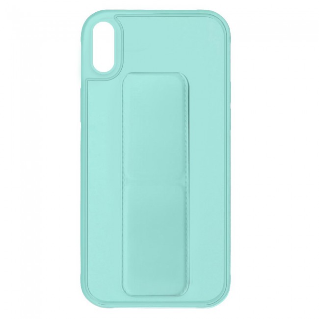 iPhone X and XS - New Margoun Silicone Cover with 2 in 1 Finger Grip and Phone Stand - Mint Green