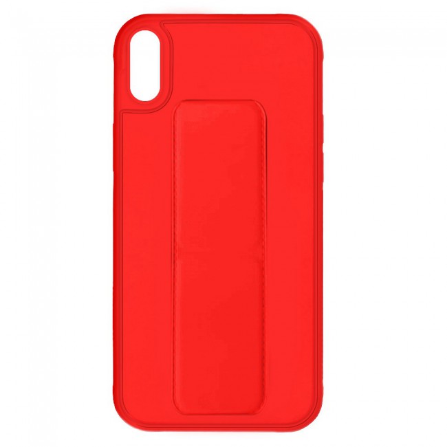 iPhone X and XS - New Margoun Silicone Cover with 2 in 1 Finger Grip and Phone Stand - Red