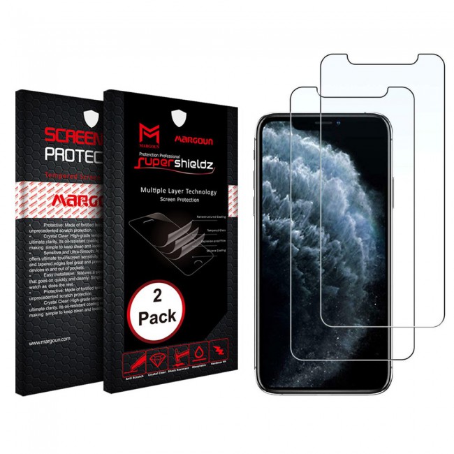 iphone 11 Pro Max Glass screen Protector 2-Pack Super Shieldz by Margoun
