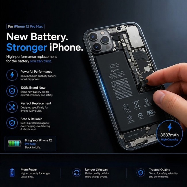 Margoun Replacement Battery for iPhone 12 Pro Max, High Capacity Li-ion Internal Battery Cell