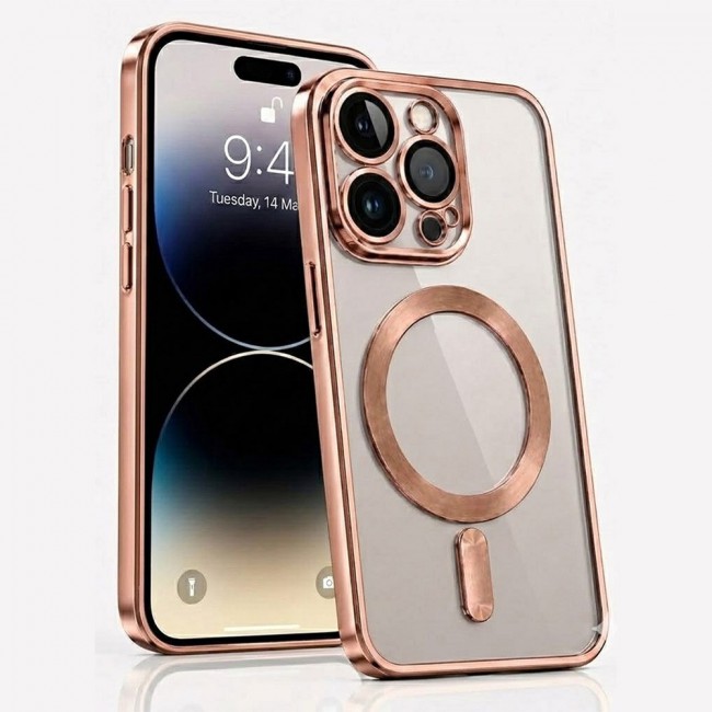 MARGOUN MagSafe Magnetic Clear for iPhone 14 Pro Case – Slim Shockproof Protective Cover with Bumper and Camera Lens Protection - Rose Gold