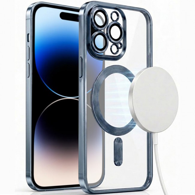 MARGOUN MagSafe Magnetic Clear for iPhone 14 Pro Case – Slim Shockproof Protective Cover with Bumper and Camera Lens Protection - Seria Blue