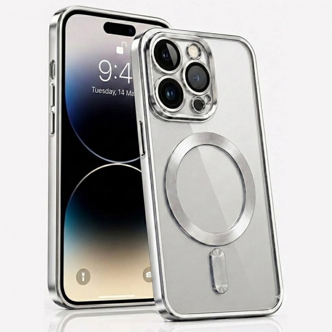 MARGOUN MagSafe Magnetic Clear for iPhone 14 Pro Case – Slim Shockproof Protective Cover with Bumper and Camera Lens Protection - Silver