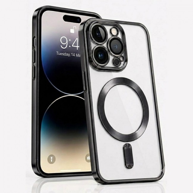 MARGOUN MagSafe Magnetic Clear for iPhone 14 Pro Case – Slim Shockproof Protective Cover with Bumper and Camera Lens Protection - Black