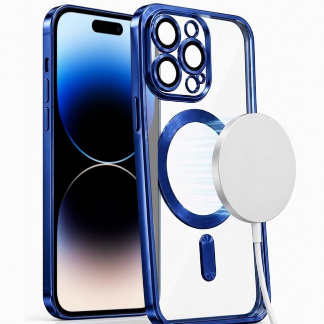 MARGOUN MagSafe Magnetic Clear for iPhone 14 Pro Case – Slim Shockproof Protective Cover with Bumper and Camera Lens Protection - Blue